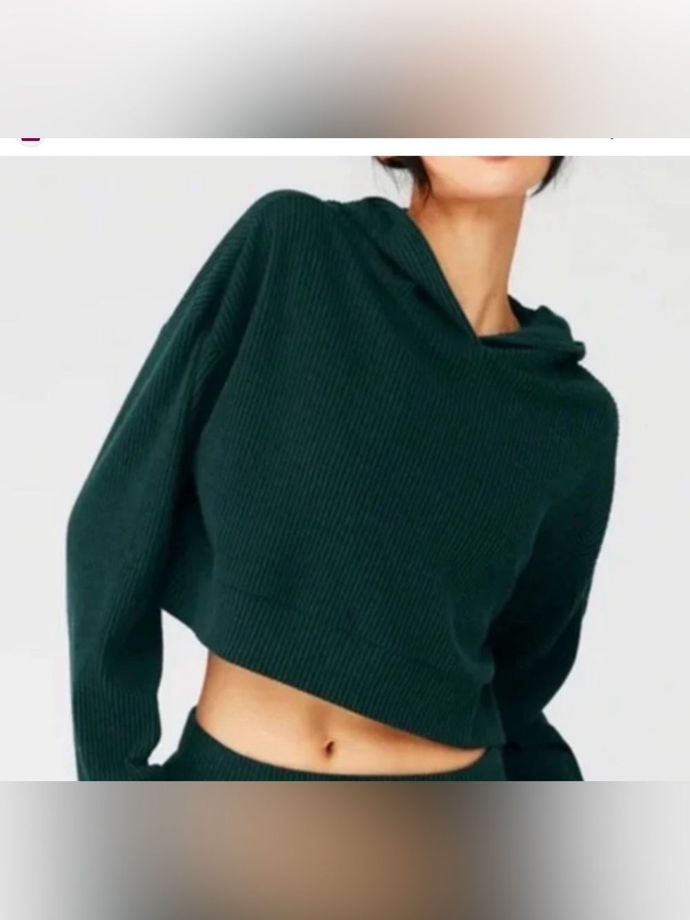 Women's Alo Yoga Muse Ribbed cropped hoodie pullover sz large
